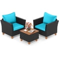 thumbnail image 1 of Patiojoy 3 Piece Patio Wicker Sofa Set Outdoor Rattan Furniture Set with Side Table Turquoise, 1 of 9