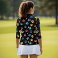 thumbnail image 5 of Uorisanigo Colorful Dog Paws Women's 3/4 Sleeve Athletic Golf Shirts Fashionable Comfortable Women's Dry-Fit Golf Polo Shirts Relaxed Tennis Tops Comfortable Outing Wear Size XL, 5 of 7