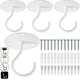 thumbnail image 1 of Ganchos de techo para colgar plantas - 4 piezas de 7,6 cm con revestimiento de vinilo resistente, color blanco, para comederos de pájaros, jardineras y campanas de viento, 1 of 5