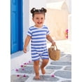 thumbnail image 5 of BemeyourBBs Infant Baby Girl Boy Summer Striped Romper One Piece Outfit Casual Short Sleeve Stripes Print Jumpsuit Shorts Baby Basic Clothes, 5 of 7
