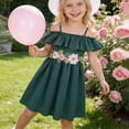 thumbnail image 2 of HCNTES Toddler Girls Baby Summer Dress Ruffle Sleeve Casual Party Dress for Little Children Big Kids 1-6T 7-12T(3-4 Years,H03-Dark Green), 2 of 9