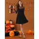 thumbnail image 3 of Vestido corto de una línea de fiesta de patinadora transparente de malla con lunares de corazón para mujer Allegra K M, 3 of 6