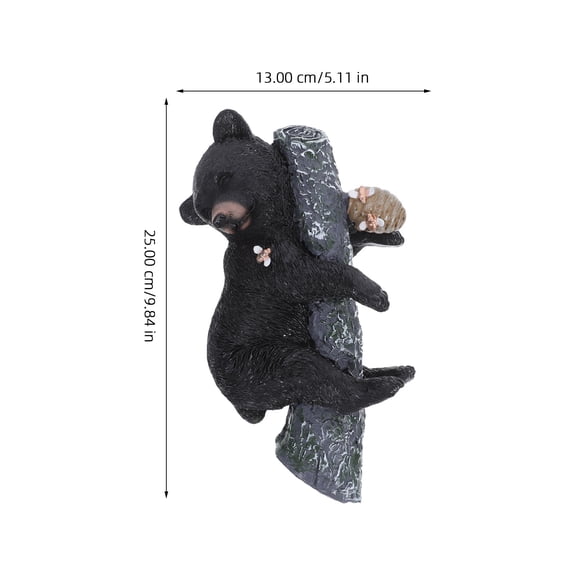 KALLORY Black Resin Bear Ornament with Versatile Design for Garden Home Decor Lightweight and Weather Resistant