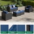 thumbnail image 4 of ClouddWell 4 Seat Outdoor Patio Furniture Set, Patio Conversation Sets with Thick Waterproof Cushions & 2 Ottoman(Blue), 4 of 6