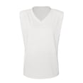 thumbnail image 4 of HUANBAI Ladies Solid Sleeveless V Neck T Shirt With Shoulder Pad Loose Vest Cotton Tank Top, 4 of 4