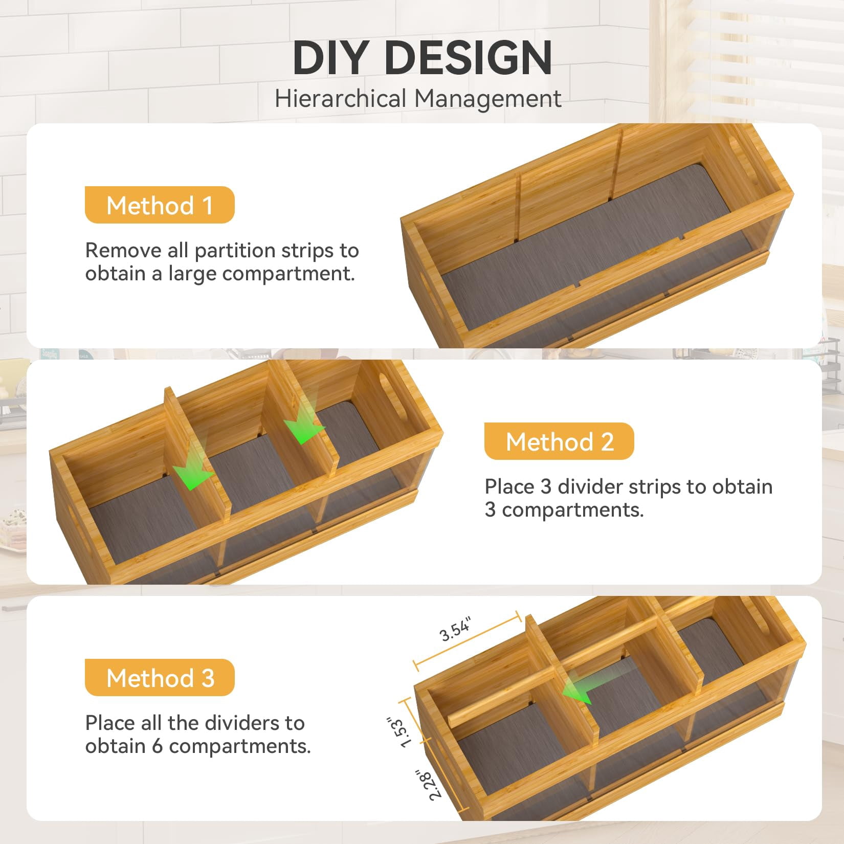 Bamboo Kitchen Utensil Holder with Stone Drying Mat, Large Utensil Caddy with 6 Compartments, Kitchen Utensils Holder for Countertop for Spatula, Tong, Spoon