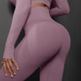 thumbnail image 4 of MKLEKYY Leggings deportivos para mujer, nuevos pantalones de yoga ajustados de punto sin costuras color melocotón para mujer, cintura alta y pantalones para correr y fitness 5055, 4 of 4