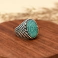 thumbnail image 4 of Men’s Genuine Amazonite Pinky Ring in 925 Sterling Silver, Handmade Vintage Oval Signet Ring, Statement Jewelry Gift for Him Size 10, 4 of 7