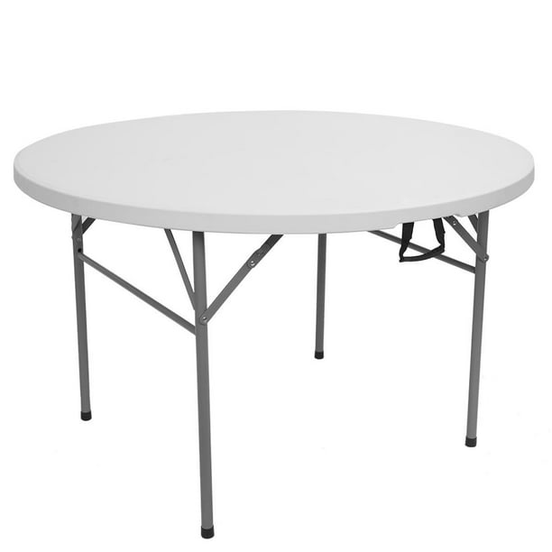 Portable Folding Plastic Dining Table, Round Eucalyptus Folding Table 48