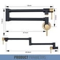 thumbnail image 5 of WOWOW Wall Mounted Pot Filler Faucet with Double Handle in Gold and Black, 5 of 6