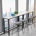 thumbnail image 3 of Wisfor Sintered Stone Bar Table: White Rectangle Counter Height Dining Table with Black Metal Frame - High Top Pub Tables for Narrow Spaces, 47.2x15.75x41.4 inch, 3 of 10