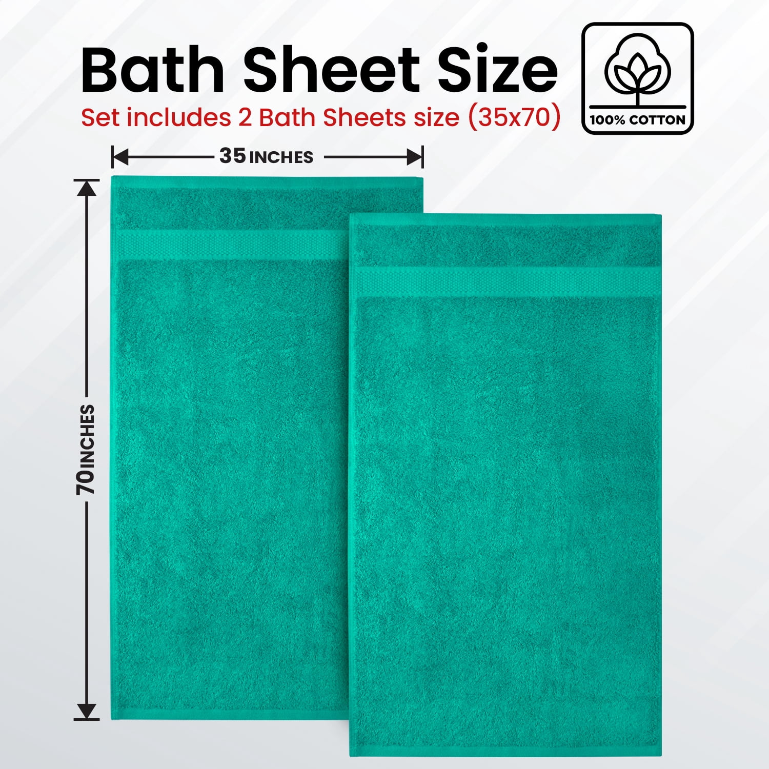 Infinitee Xclusives Premium Green Bath Sheets Towels for Adults - Pack of 2 - Large Bath Towels 35x70