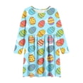 thumbnail image 4 of Xdegoge Classic Kids Girls Easter Dress Cute Bunny Egg Graphic Printed Tween Summer Sundress Knee Length Swing Long Sleeve Spring Holiday Event Outfit Casual Daily Play Wear for Teen, 4 of 7