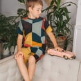 thumbnail image 4 of Balery Geometric Cube Pattern Art Conjunto de Pijama Infantil de Manga Corta con Estampado – Ropa de Dormir de Algodón Suave-4X-Large, 4 of 5