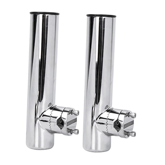 2 Pack Clamp on Boat Fishing Rod Holder Rail Mounted Marine Fishing Pole Rack Sturdy Stainless Steel for Outdoor Boating