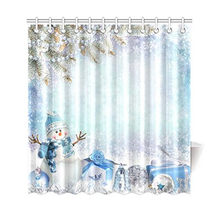 Gckg Greeting Snowman Shower Curtain Pine Branches Winter