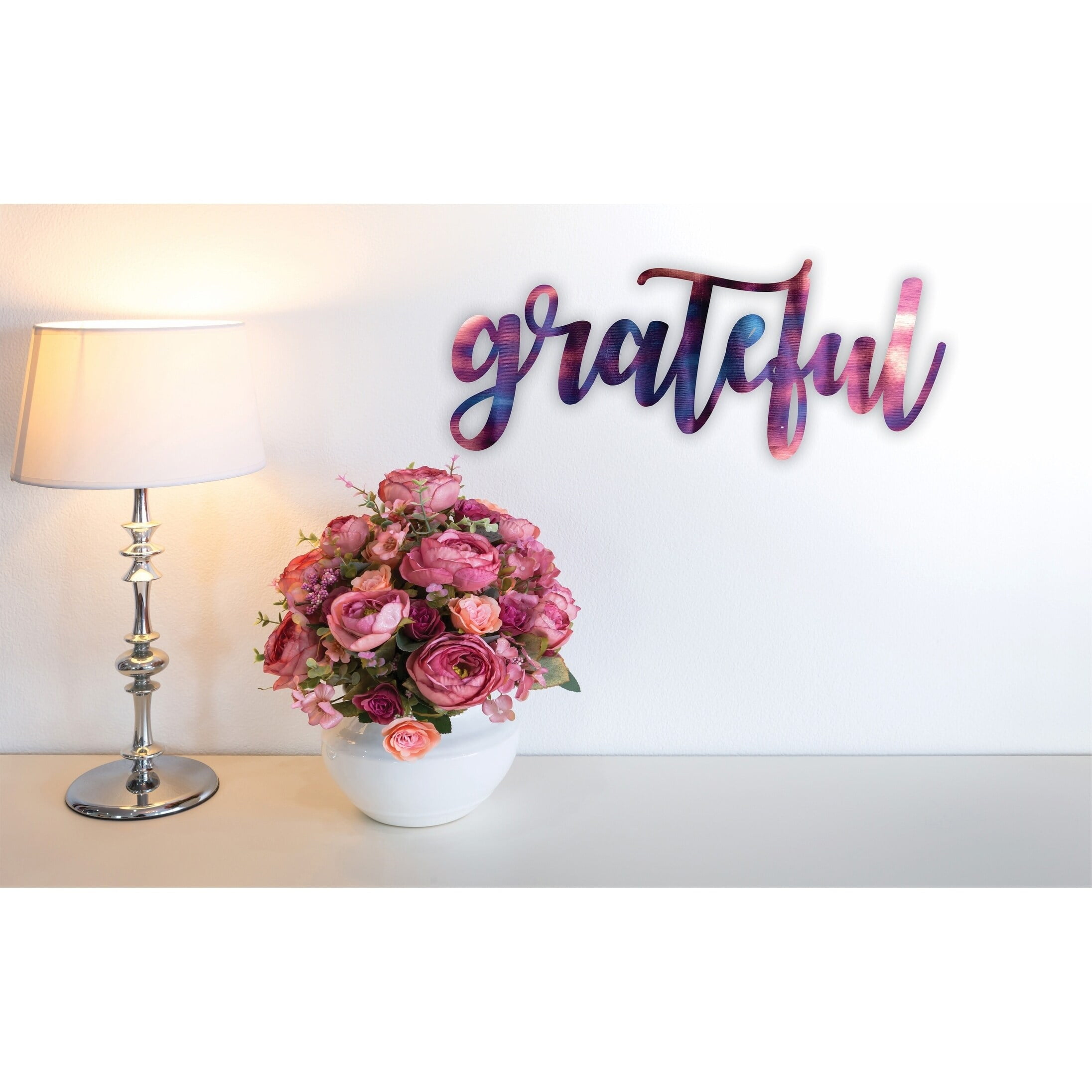 Steel Roots Grateful Cursive Steel Wall Art Gold