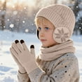 thumbnail image 5 of LIZENG Kids Fleece Lined Hat Scarf Glove Set Winter Thermal Beanie Knitted Neck Warmer Wool Mittens 3 Piece Snow Print Ski Warm Set, 5 of 7