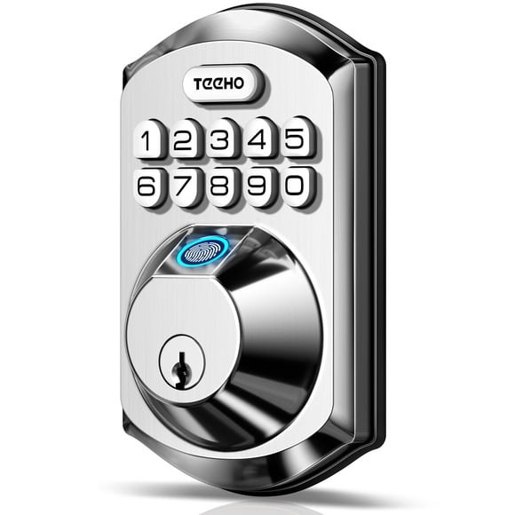 TEEHO TE002 Cerradura de puerta con huella digital - Cerradura de puerta de entrada sin llave - Cerrojo con teclado electrónico - Cerraduras inteligentes para puerta delantera - Cerradura automática -