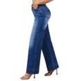 thumbnail image 4 of roswear Women's Wide Leg Jeans Stretchy Baggy Loose Fit Pants Trousers, 4 of 5