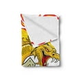 thumbnail image 2 of Dragon Soft Flannel Fleece Throw Blanket, Creature with Royal Shield Hero Knight Medieval Times Print, Cozy Plush for Indoor and Outdoor Use, 70" x 90", Marigold Pistachio Green, by Ambesonne, 2 of 5