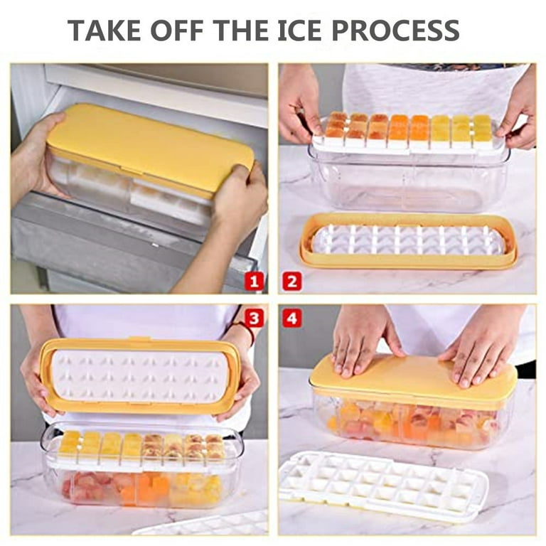 DOQAUS Ice Cube Tray with Lid and Bin, Upgraded Silicone Ice Cube Trays for  Freezer with Container Ice Cube Maker Stackable Easy Release, 2 Pack Ice