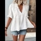 thumbnail image 4 of Blusa Holgada de Verano para Mujer, de Corta, Estilo Babydoll, con Cuello en V y Volantes de Lunares L, 4 of 7