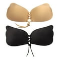 thumbnail image 1 of 2PCS Invisible Bra Sticky Breathable Lace-up Strapless Bra Push up Bra for Women, 1 of 10