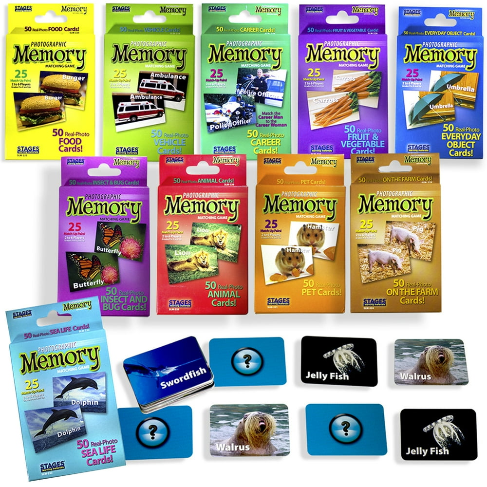 Set of 10 Picture Memory Card Games Real Photo Concentration Games