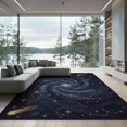 thumbnail image 2 of ODIKA 8'x10' Washable Area Rug Nebula Starry Vortex Meteorite Astrology Uranus Themed Galaxy Flowing Dynamic for King Size Bedroom Under Bed, Master Suite, Non-Shedding, Easy Care, 2 of 7