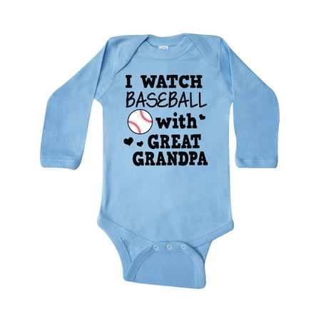 

Inktastic I Watch Baseball with My Great Grandpa Gift Baby Boy or Baby Girl Long Sleeve Bodysuit