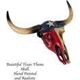 thumbnail image 4 of Urbalabs Rustic Texas Flag Longhorn Cow Skull and Horns Wall Sculpture Faux Taxidermy Animal Western Wall Mount Decor 16 Inches Wide Bull Statue Ranch Decoration Hand Painted, 4 of 7