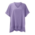 thumbnail image 4 of DondPO Sweaters for Women Long Sleeve Shirts Women's Solid Color Pullover V Neck Sweater Stripe Knit Fashion Poncho Cape V Neck Loose Sweater Sweater Womens Tops Cute Tops Purple S, 4 of 6