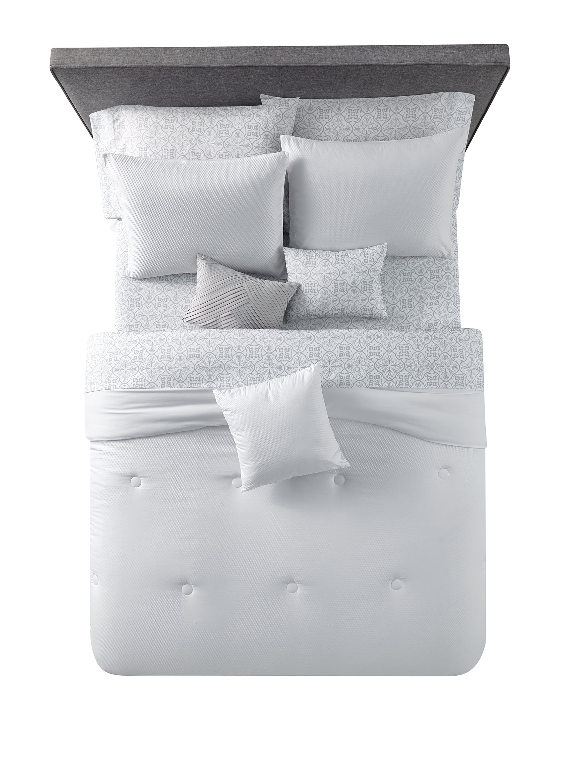Mainstays White 10 Piece Bed in a Bag Comforter Set With Sheets, Full