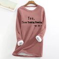 thumbnail image 2 of Warm Winter Tops for Women Fleece Pullover Lined Underwear Thick Long Sleeve Round Neck Trendy Print Casual Loose Sweatshirts,Pink 4,L, 2 of 5