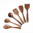 thumbnail image 1 of Xiao Hua Juego de utensilios de cocina de madera, 6 piezas, resistentes al calor y antiadherentes, apto para uso alimentario, apto para cocinas domésticas y restaurantes., 1 of 5