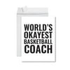 Koyal Wholesale Funny World's Okayest, Blank Greeting Card with Envelope, Humour, Banter, Basketball Coach, Set of 1