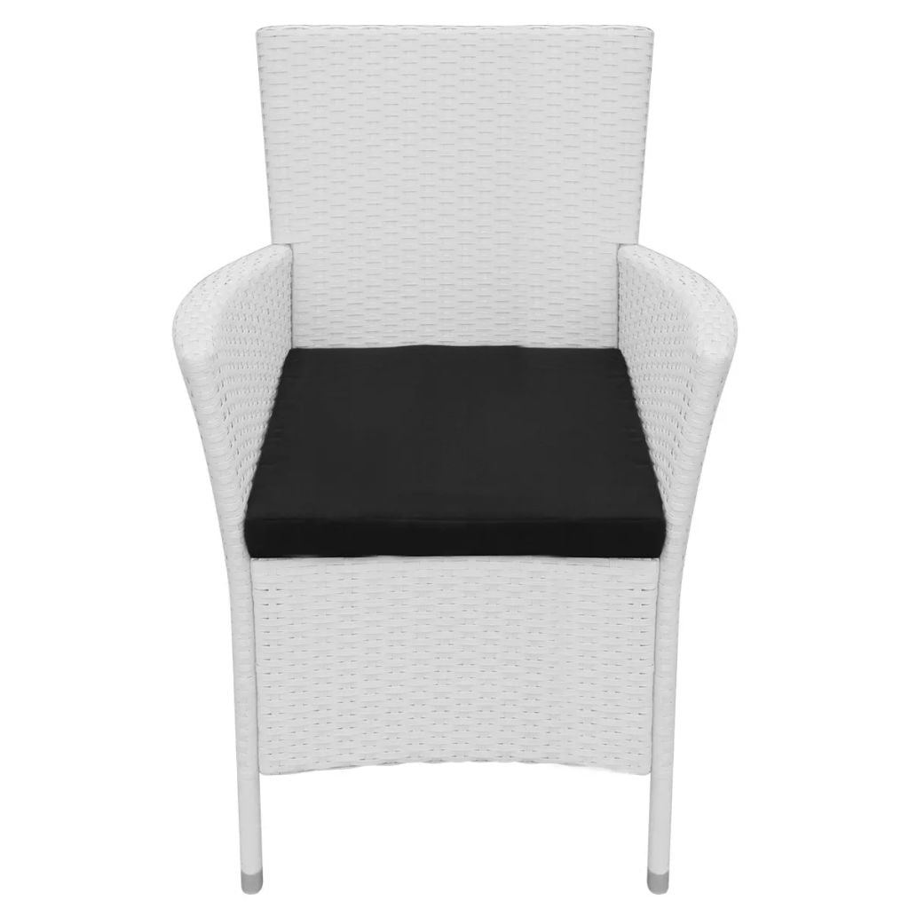 Kepooman 9 Pcs Garden Patio Wicker Dinng Table Set with Cushions, White Kepooman 9 Pcs Garden Patio Wicker Dinng Table Set with Cushions, White