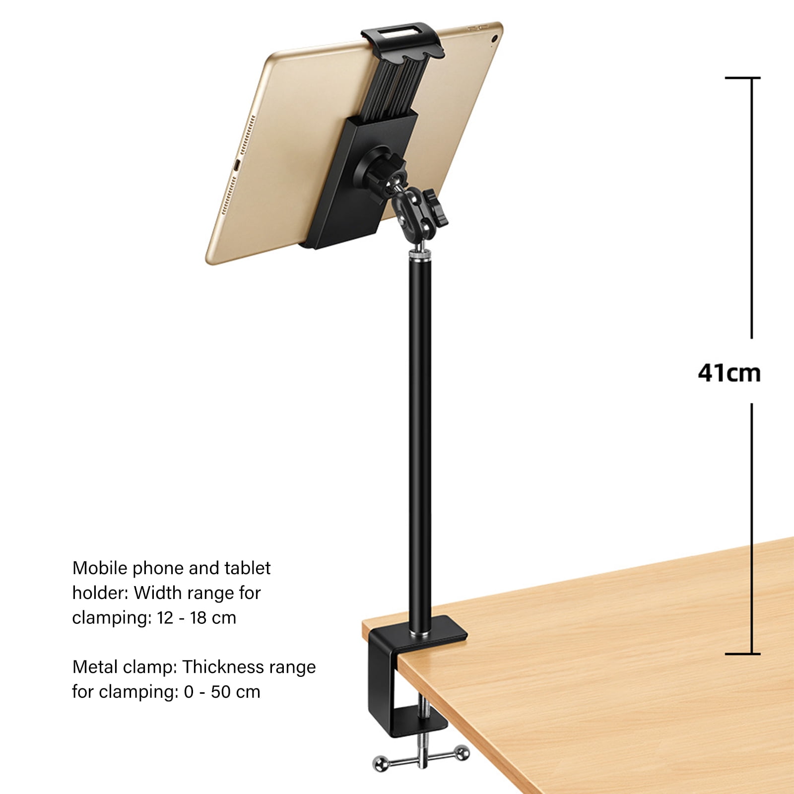 Desk Phone Tablet Stand With 3 Connecting Arm Option Lengths And 50mm Clamping Capacity For Home Streaming