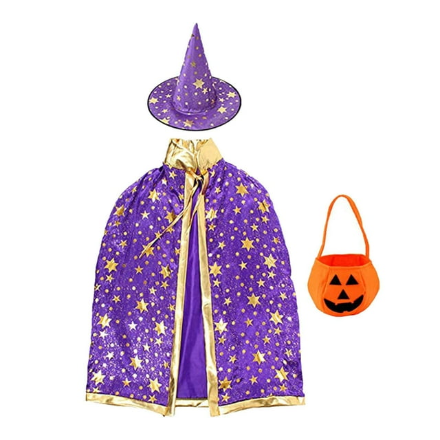 Conjunto de disfraz de Halloween con capa de mago para presentaciones en , regalos para fiestas y festivales Púrpura