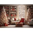 thumbnail image 1 of Bonvvie Christmas Photography Backdrop Xmas Fireplace White Christmas Tree Gifts Pine Trees Family Party Studio Photo Background, 1 of 5