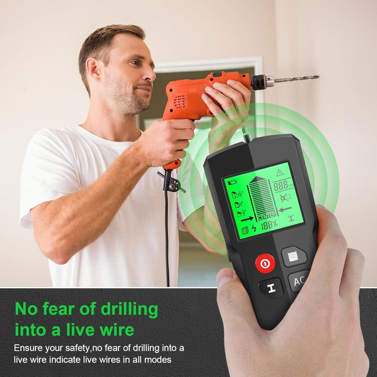 5 in 1 wall detector: Stud Finder Wall Scanner 5 in 1 Multipurpose Electronic Stud Sensor with LCD Display Wire Detector Wall Wood Metal Stud Detector Portable Edge Center Beam Finder Wood Metal Wal