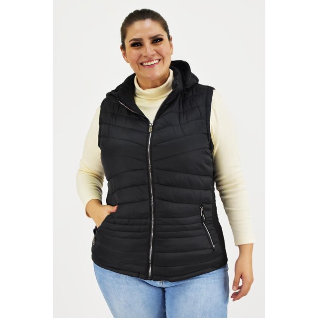 Chaleco afelpado con capucha Roman Fashion /Tallas Extras, 015 (Negro) negro 38