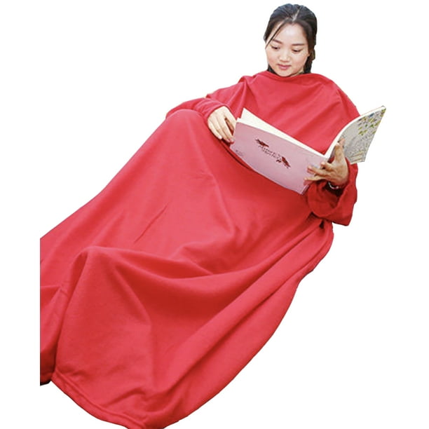 Warmie Warmie Cozy Blanket with Sleeves (Red 70" X 50") Red One Size