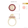 thumbnail image 5 of Angara Golden South Sea Cultured Pearl & Ruby Double Halo Ring in 14K Yellow Gold for Women | June Birthstone Jewelry for Her, 5 of 8