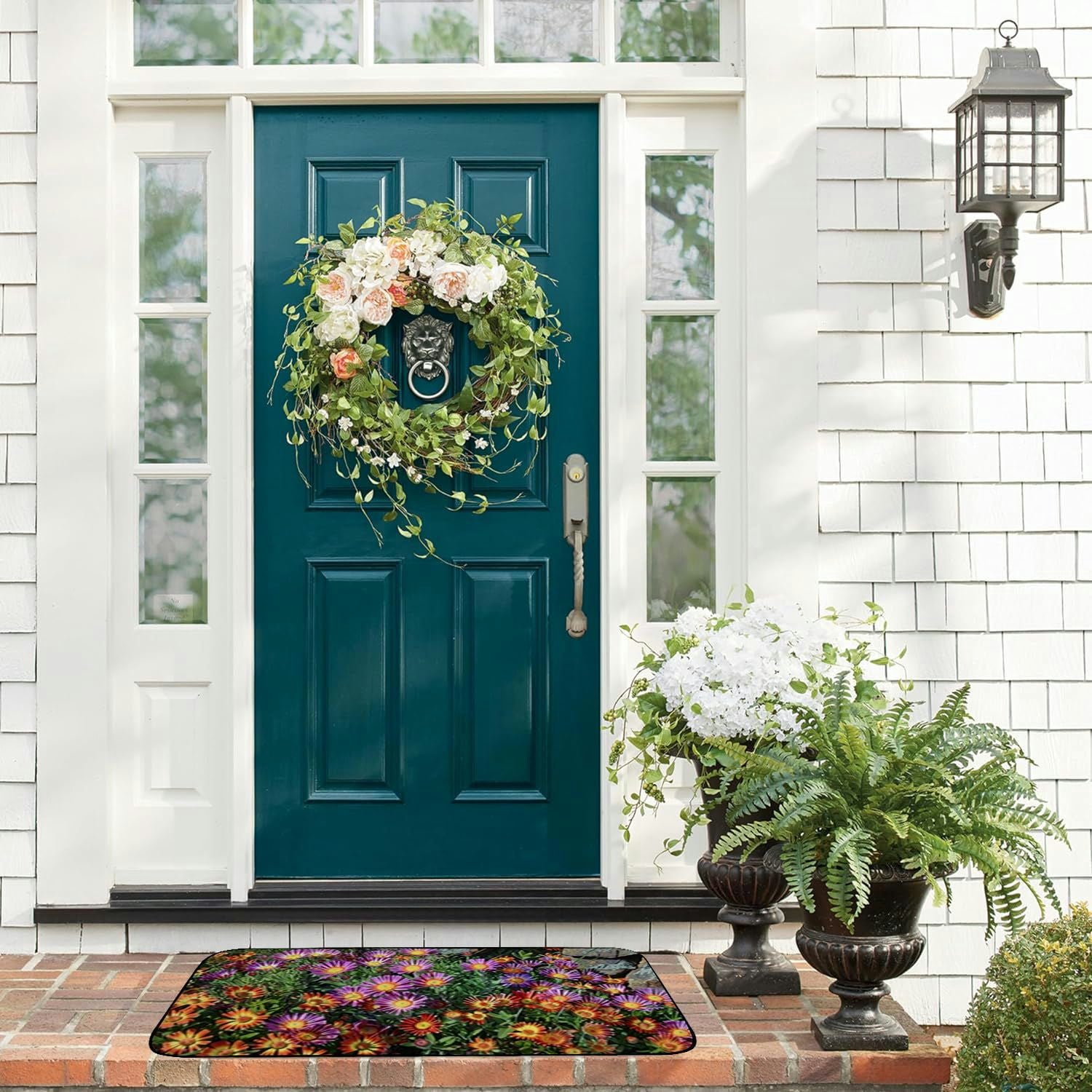 PHYHOO Doormat Floor Rug/Mat - Ice Plant Delosperma Blossom Bloom Flower Decorative Door Mat, Door Mat with Non-Slip Rubber Backing, Easy Cleaning, Traps Dirt, Rug for Entry, Patio