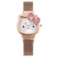 thumbnail image 2 of Casual moda para chicas adolescentes cinturón de malla milanesa reloj de diamantes lindo hello kitty gato de dibujos animados niñas estudiante reloj magnético, 2 of 4