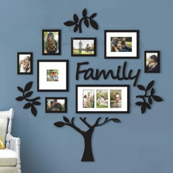 3D Family Tree Wall Decor, Black Acrylic Stickers, Easy Application, 46x47in, Smooth Surface
