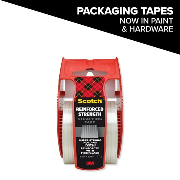 Scotch Reinforced Strength Shipping Strapping Tape, Clear, 1.88 in. x 360 in., 1 Dispenser