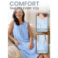 thumbnail image 4 of Casual Nights Women's Sleeveless Seersucker Zip Front Housecoat, Cotton & Polyester Blend Duster with 2 Pockets, 40 Inch Length, Plaid Blue S, 4 of 6